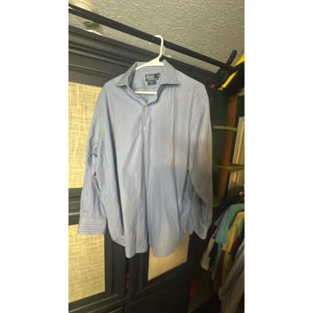 Polo Ralph Lauren Regent Classic Fit Striped Shirt Blue Mens 17.5 32/33